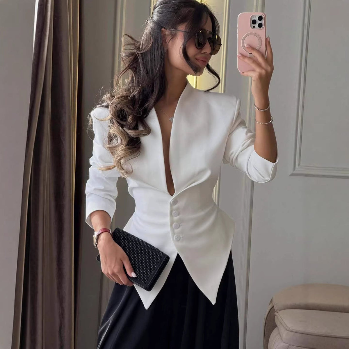 Tailored Peplum Blazer with Pointed Hem