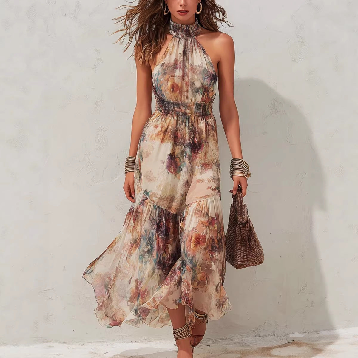 Printed Halterneck Dress