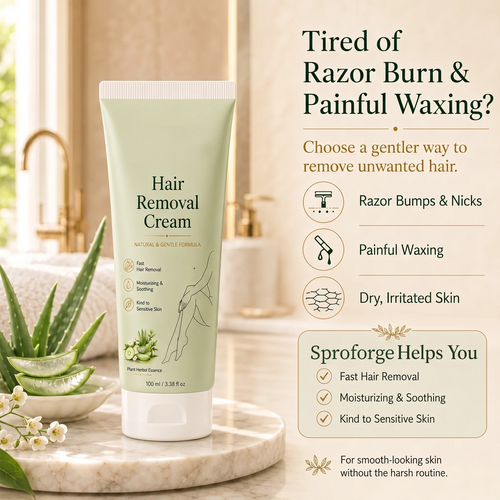 Sproforge ™ Natural Gentle Hair Removal Cream | For Women & Men, Sensitive Skin