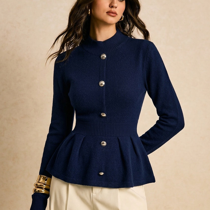 Retro Single-breasted Chic Long-sleeved Top