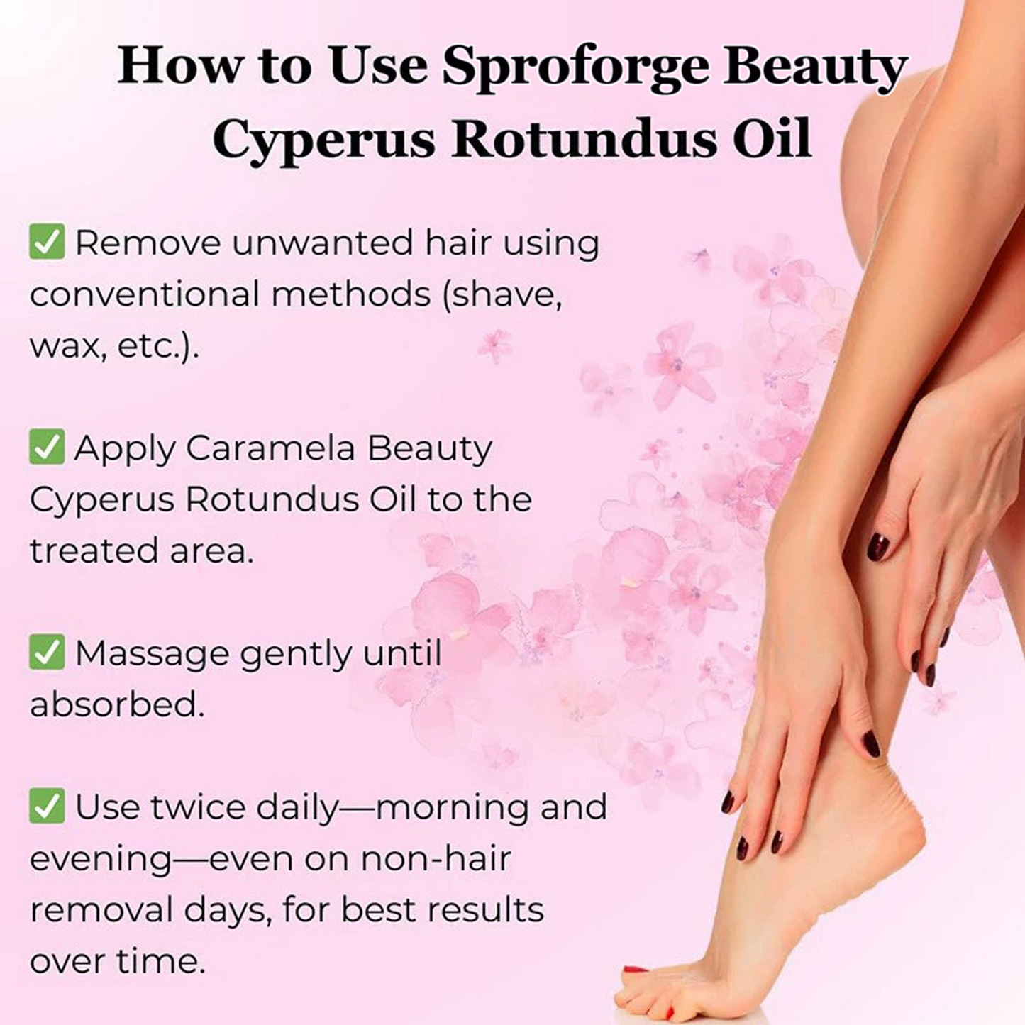 Sproforge Beauty Cyperus Rotundus Oil for Natural Hair Reduction - 60ml/2oz