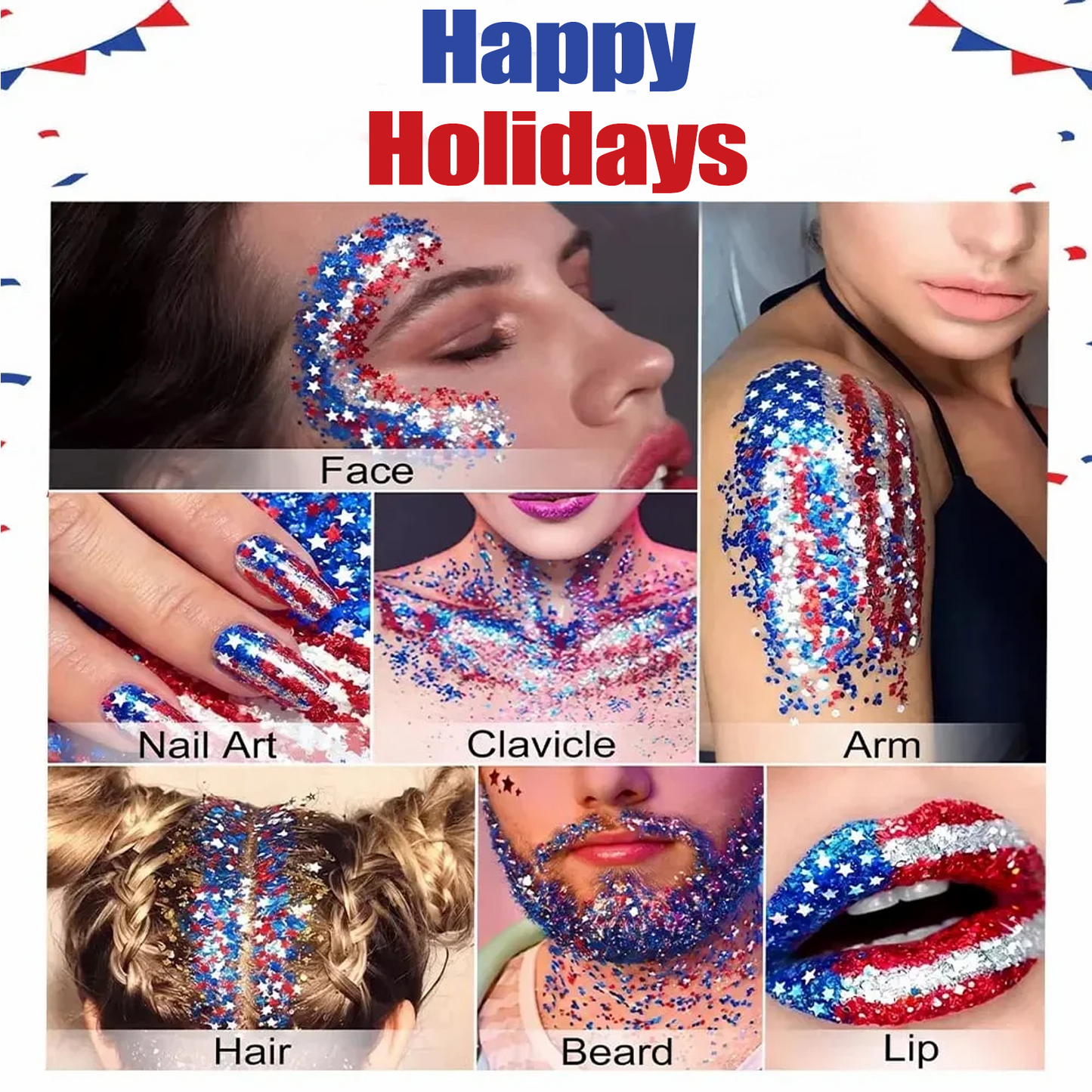 🦅Festive Glitter Stick✨🔔Red, White & Blue Body & Hair Sparkle