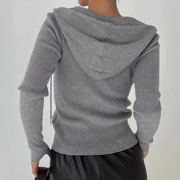 Slim-fit Zipper Hooded Coat