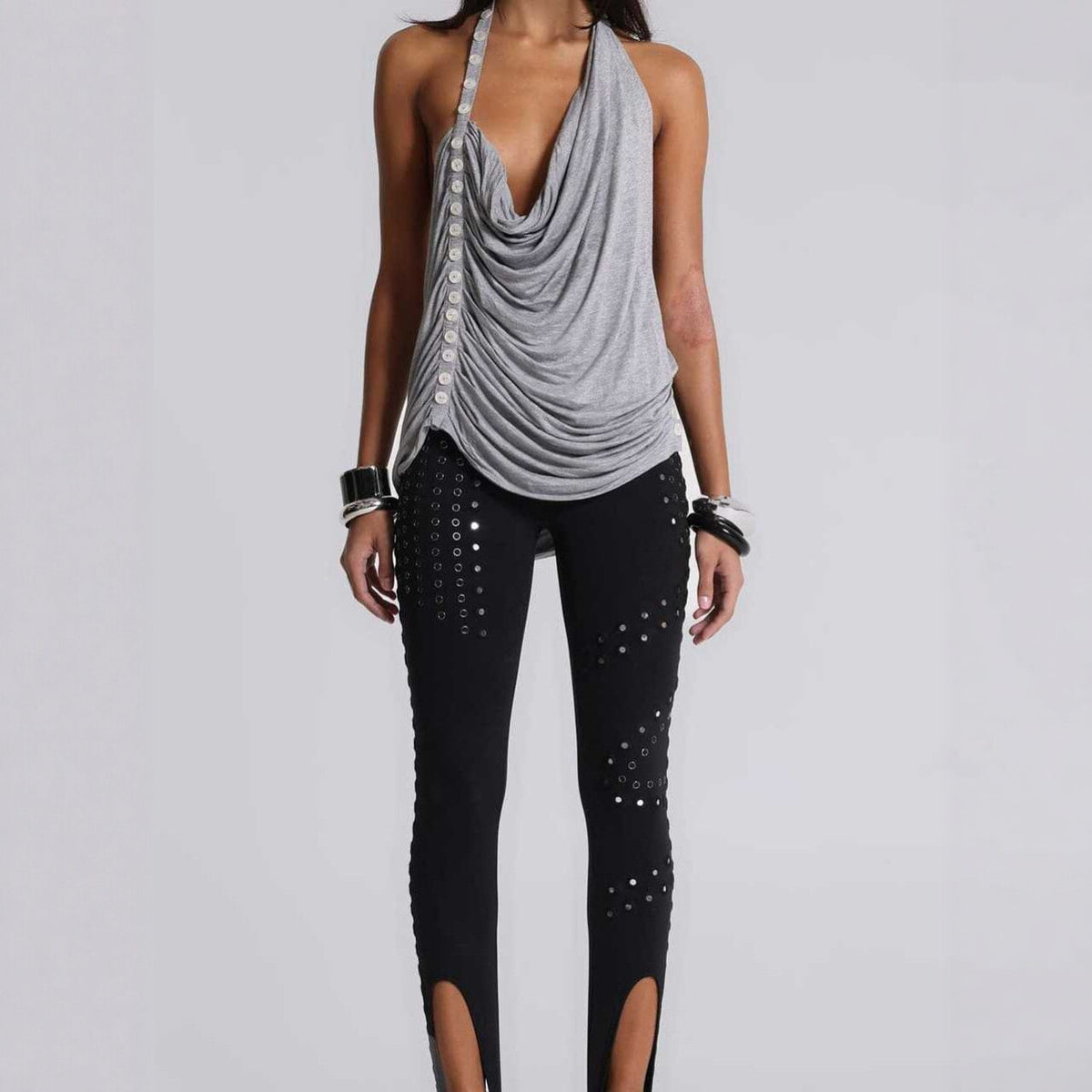 Backless Irregularly Pleated Halter Top