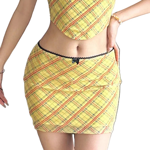 Hip Plaid Skirt For Women