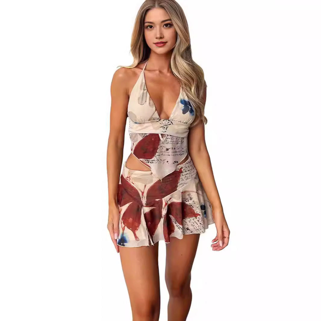 Women's Fashion Mesh Print Suit