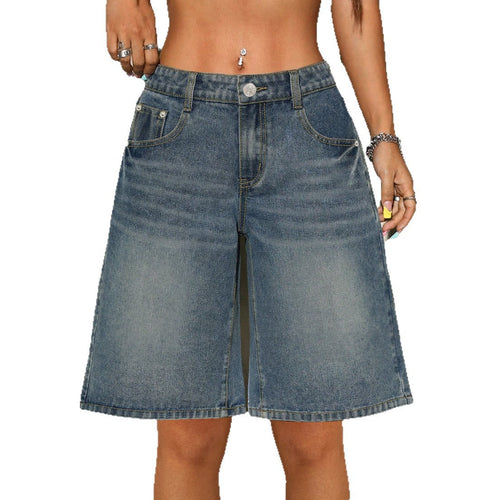 Washed-and-distressed Denim Shorts For Women Casual And Versatile