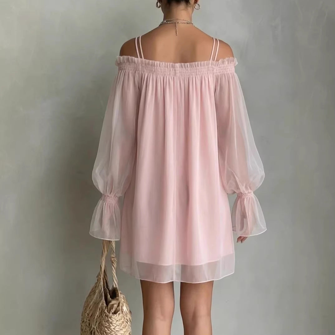 Pink Asymmetric High-Waist Relaxed-Fit Maxi Dress