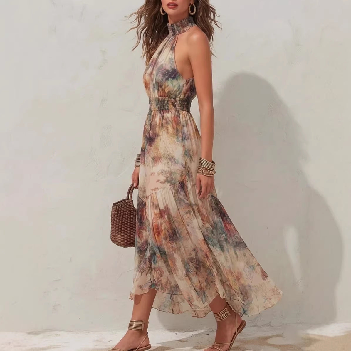 Printed Halterneck Dress