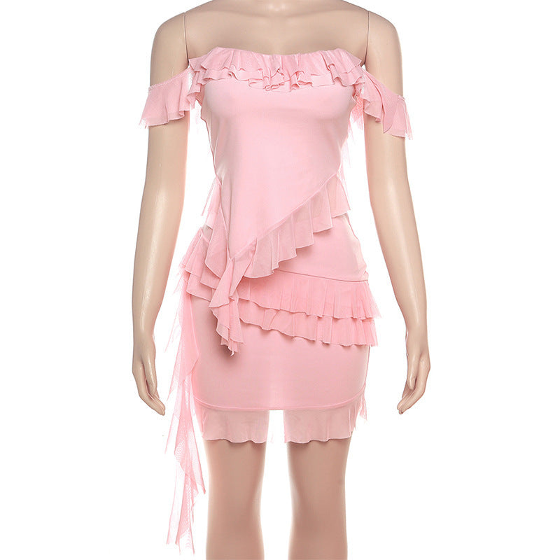 Ruffle Tube Top & Mini Bodycon Skirt Two-Piece Set