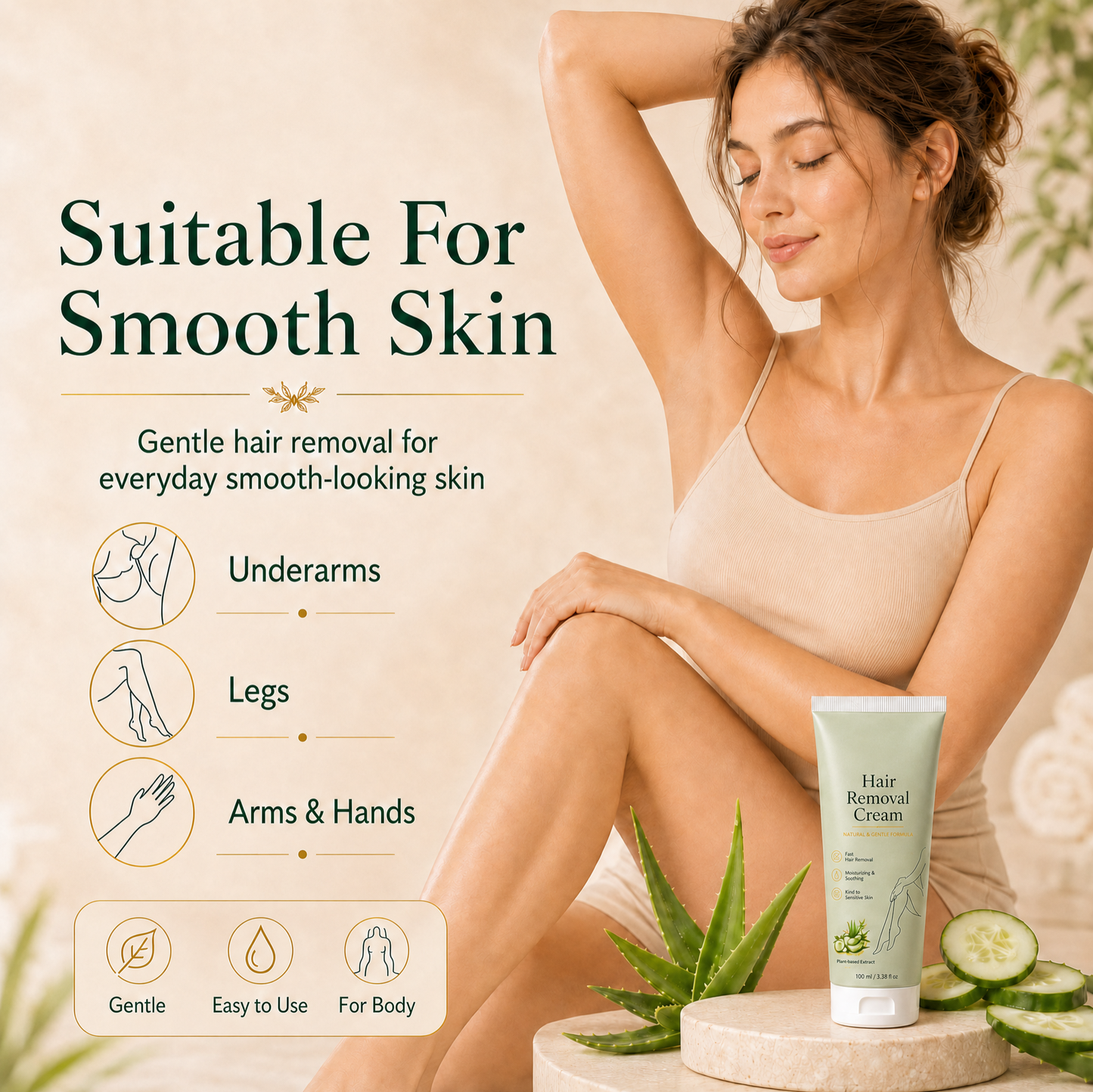 Sproforge ™ Natural Gentle Hair Removal Cream | For Women & Men, Sensitive Skin
