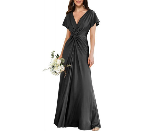 Elegant Contrast-Panel Tie-Waist A-Line Dress