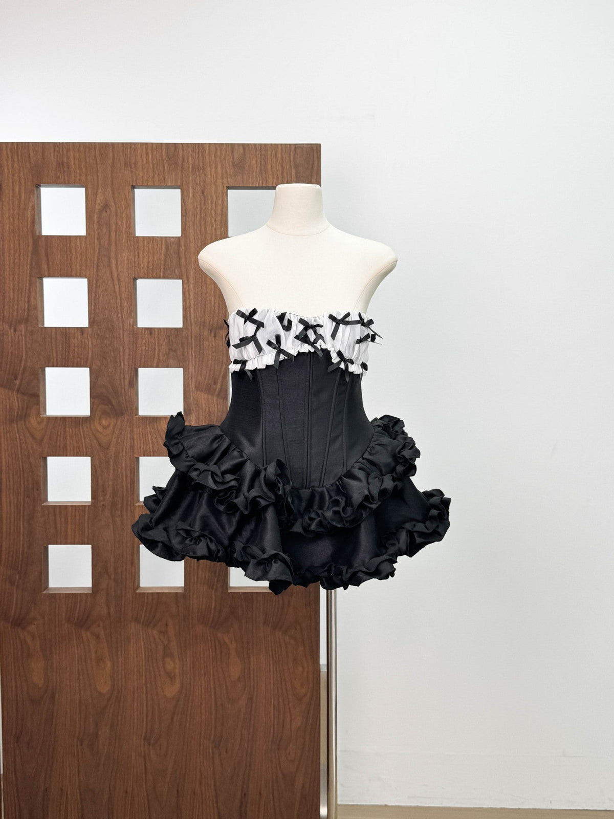 Sweet Strapless Birthday Dress with Bow & Built-in Safety Shorts, Girly Puff Skirt