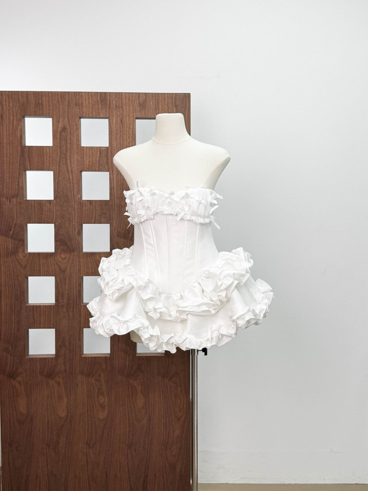 Sweet Strapless Birthday Dress with Bow & Built-in Safety Shorts, Girly Puff Skirt