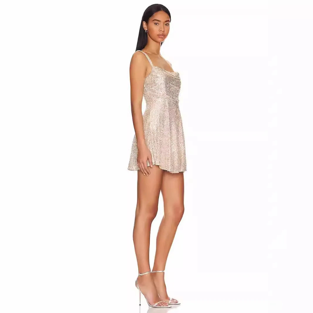 High-grade Sexy Sling Mini Sequins Dress