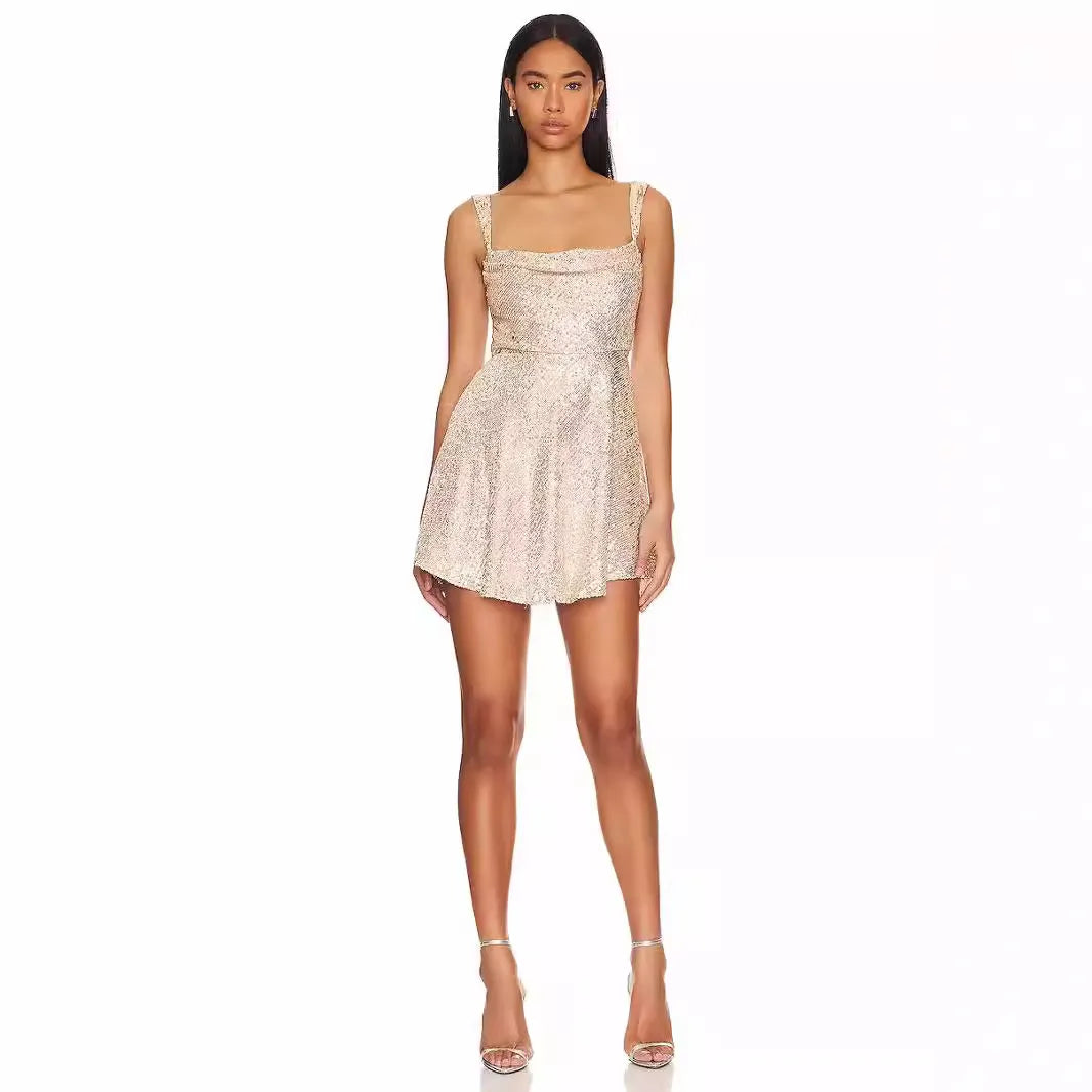 High-grade Sexy Sling Mini Sequins Dress